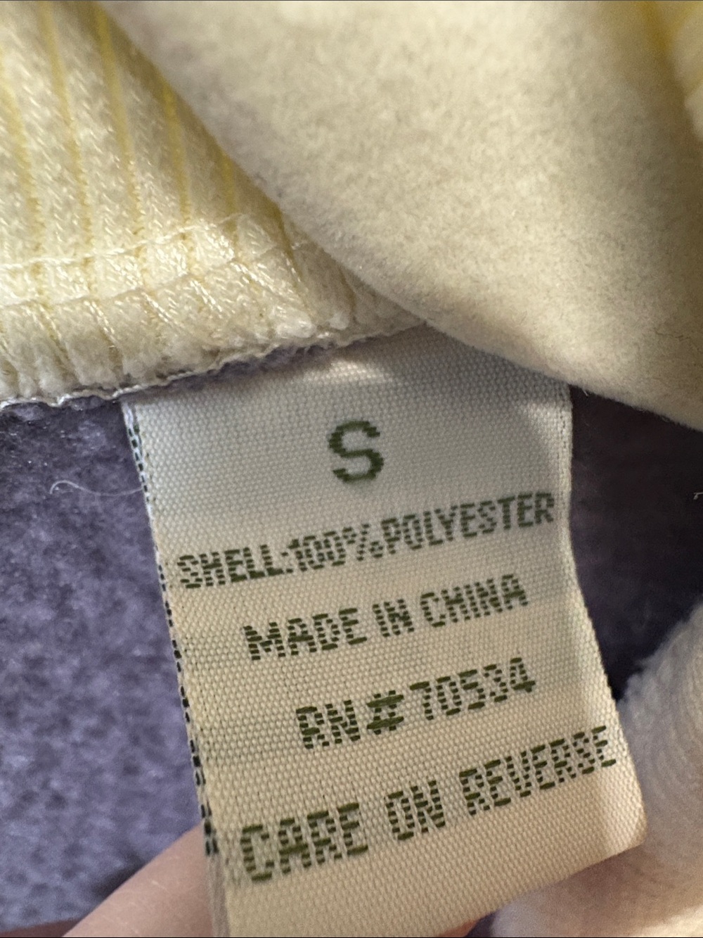 Orvis Lavender Snap-Front Fleece Robe/Duster with Cream Trim - Picture 5 of 7